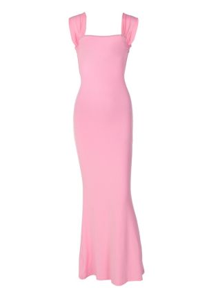 Pink Backless Maxi Dress with Straps