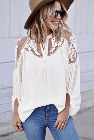 White Formal Invitation Lace Blouse