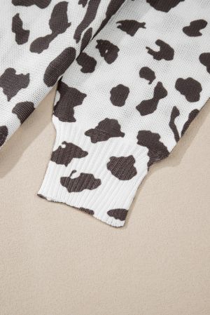  Women's Long Sleeve Top with Leopard Print