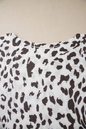  Women's Long Sleeve Top with Leopard Print