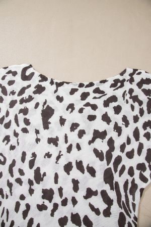  Women's Long Sleeve Top with Leopard Print