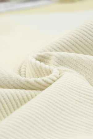 Light Beige Corduroy High Waist Straight Leg Pants, 100% Cotton