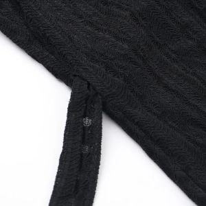 Women's Black Lace Long Sleeve Wrap Blouse