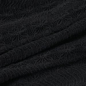 Women's Black Lace Long Sleeve Wrap Blouse