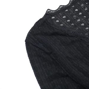 Women's Black Lace Long Sleeve Wrap Blouse