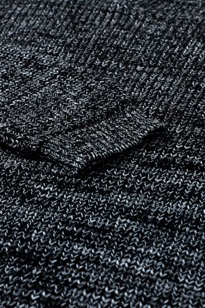 Women’s Long Knitted Sweater in Black & White Melange