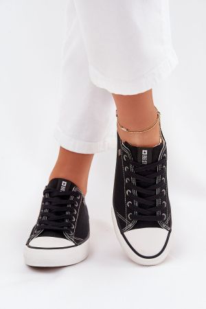 Women’s Black Canvas Sneakers by Big Star with Rubber Sole