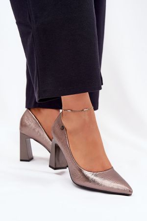 Women’s Metallic Grey Elegant Pumps Vinceza