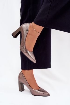 Women’s Metallic Grey Elegant Pumps Vinceza
