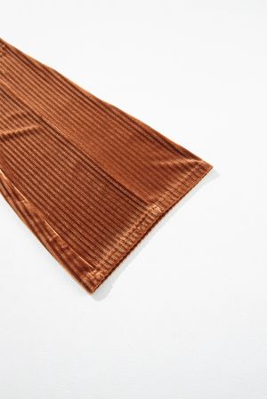 Women's Brown High Waist Flare Corduroy Pants