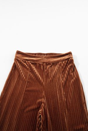 Women's Brown High Waist Flare Corduroy Pants