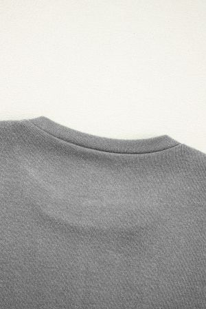 Women's Light Grey Long Sleeve Top with Exposed Seams