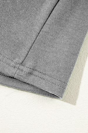 Women's Light Grey Long Sleeve Top with Exposed Seams