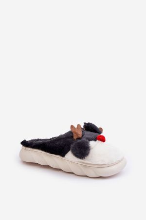 Fluffy Slippers with Cozy Christmas Design