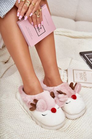 Fluffy Slippers with Cozy Christmas Design