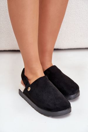 Women’s Eco-Suede Platform Slippers with Warm Shearling Lining