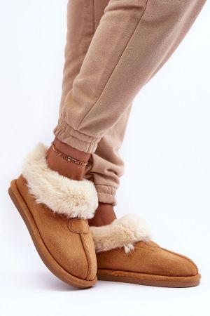 Women’s Brown Eco Suede Slippers with Warm Fluffy Lining