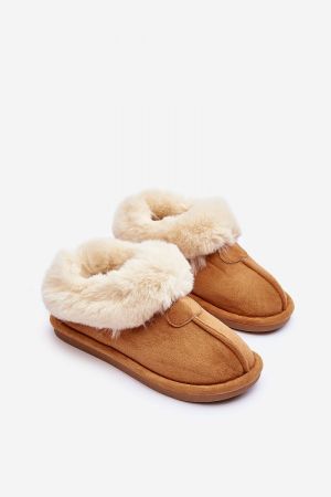 Women’s Brown Eco Suede Slippers with Warm Fluffy Lining
