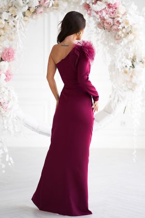 Women's Elegant Long Dress with Rose on the Shoulder