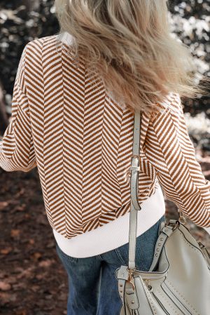 Parchment Solid Textured Knit Split Cuff Drop Shoulder Loose Sweater