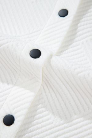 Women’s Plus Size White Textured Shirt Jacket