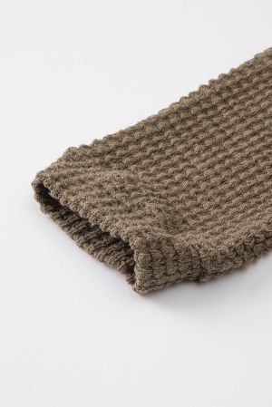 Women’s Brown Waffle Knit Long Sleeve Top