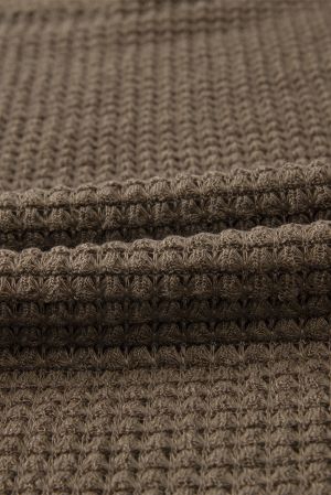 Women’s Brown Waffle Knit Long Sleeve Top