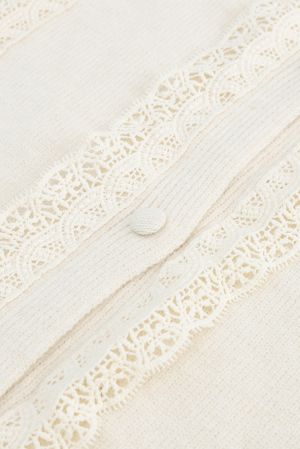 Women’s Beige Cardigan with Lace Details and Buttons