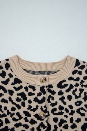 Women’s Leopard Print Cardigan with Buttons