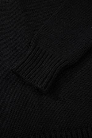 Women’s Black Cardigan with Ethnic Pattern and Buttons