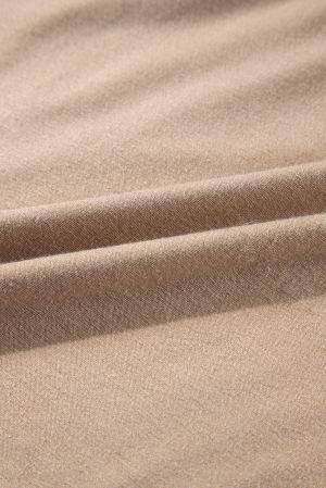 Women's Beige Blouse with Lace Sleeves and Pleated Front