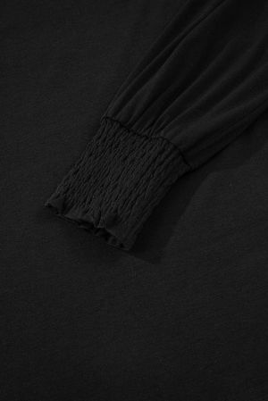 Women’s Black Long Sleeve Blouse with V-Neck