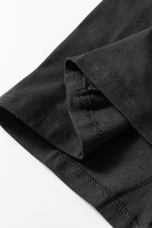 Black Cotton Oversized T-Shirt Tunic with Short Sleeves