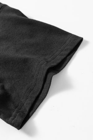 Black Cotton Oversized T-Shirt Tunic with Short Sleeves