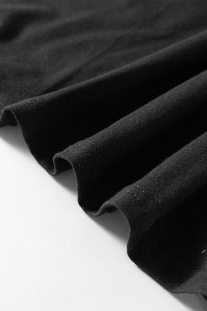 Black Cotton Oversized T-Shirt Tunic with Short Sleeves