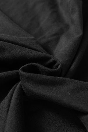 Black Cotton Oversized T-Shirt Tunic with Short Sleeves