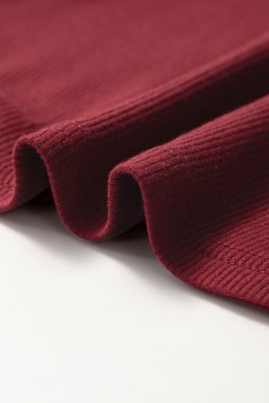 Women's Burgundy Blouse with Chiffon Sleeves
