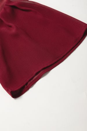 Women's Burgundy Blouse with Chiffon Sleeves