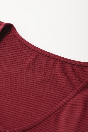 Women's Burgundy Blouse with Chiffon Sleeves