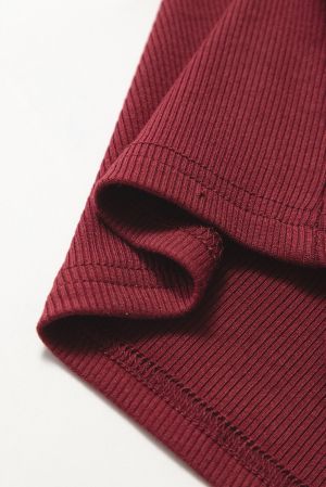Women's Burgundy Blouse with Chiffon Sleeves