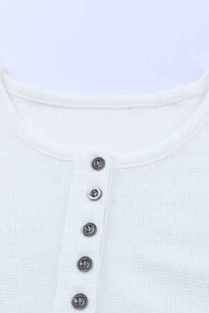 Women's White Long Sleeve Blouse with Front Buttons