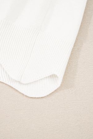 Women’s Short White Sweater with Floral Embroidery