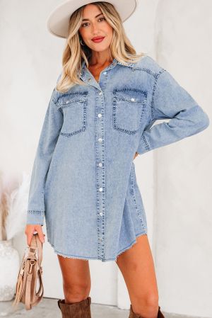 Women’s 100% Cotton Denim Shirt Dress