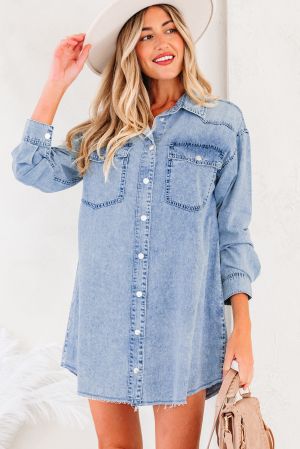 Women’s 100% Cotton Denim Shirt Dress