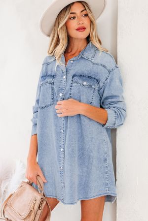 Women’s 100% Cotton Denim Shirt Dress