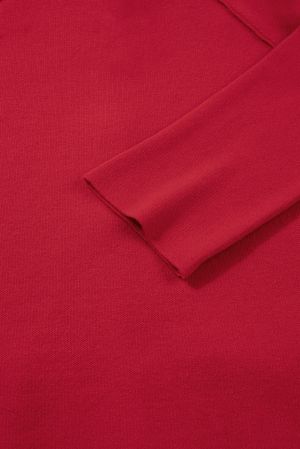 Дамска червена жилетка тип яке с копчета и джобове