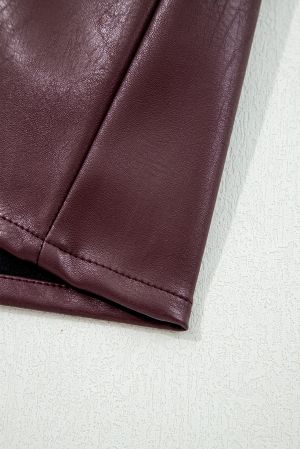 Women’s Burgundy Vegan Leather Sleeveless Mini Dress