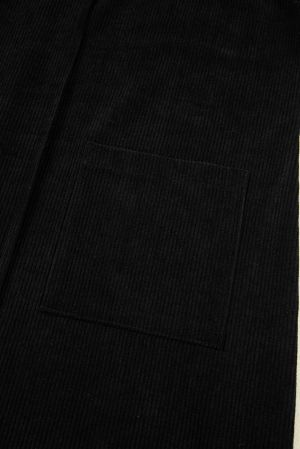 Women’s Black Corduroy Sleeveless Mini Dress with Front Pockets