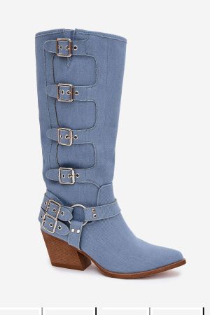 Women’s Textile Cowboy Boots with Buckles