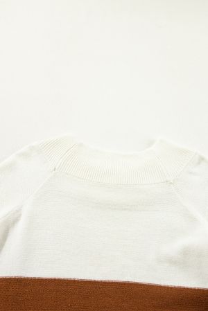 Women's Plus Size Ribbed Trim Color Block Sweater